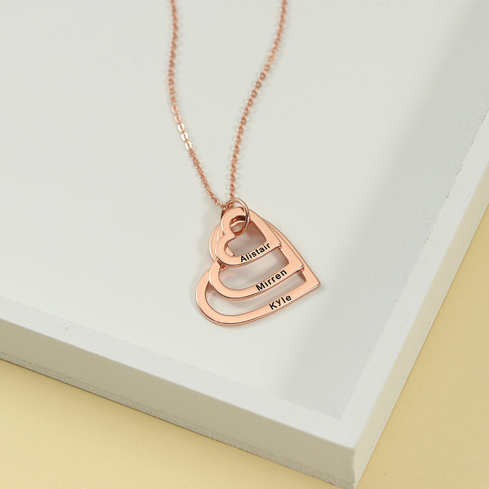 engraved necklace with 3 hearts My Keepsake Story