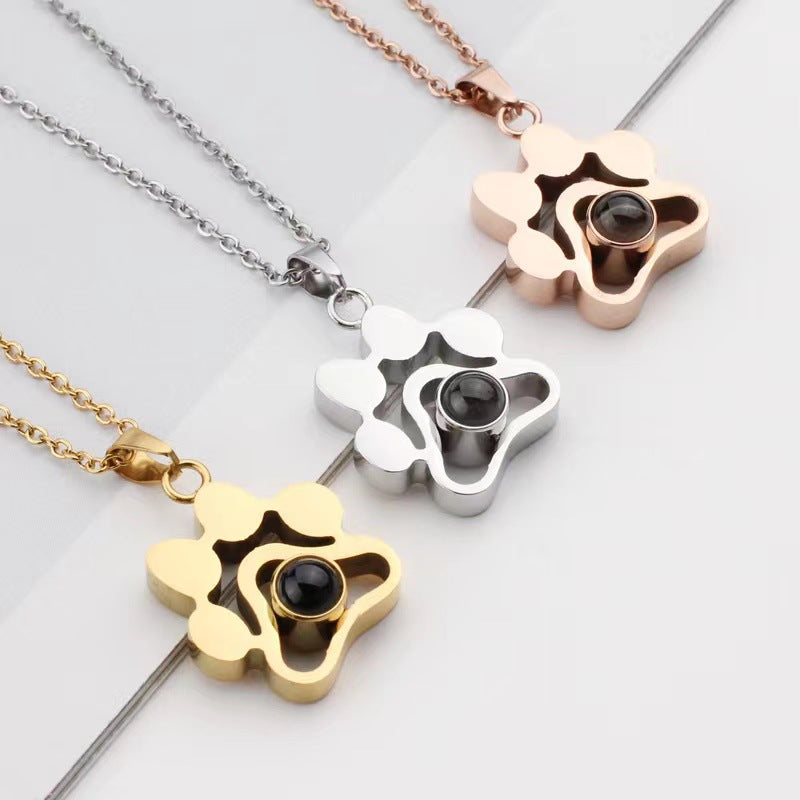 group of Dog Paw Photo Projection Necklaces - My Keepsake Story