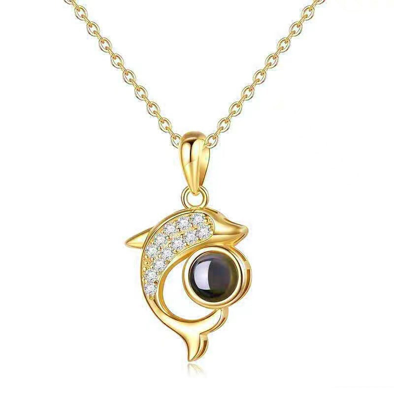 Gold Dolphin Projection necklace - My Keepsake Story