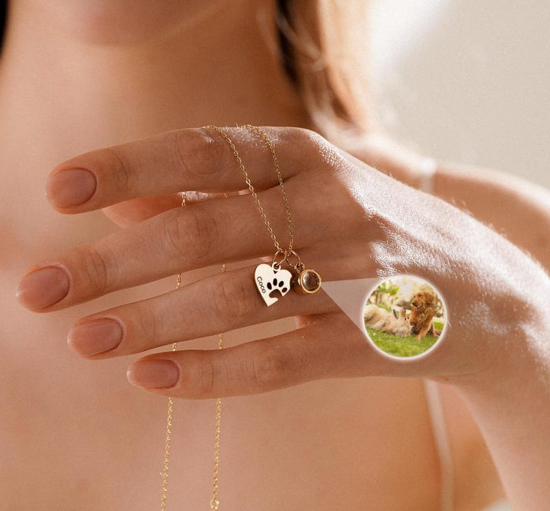 Heart & Paw Photo Projection Necklace - My Keepsake Story