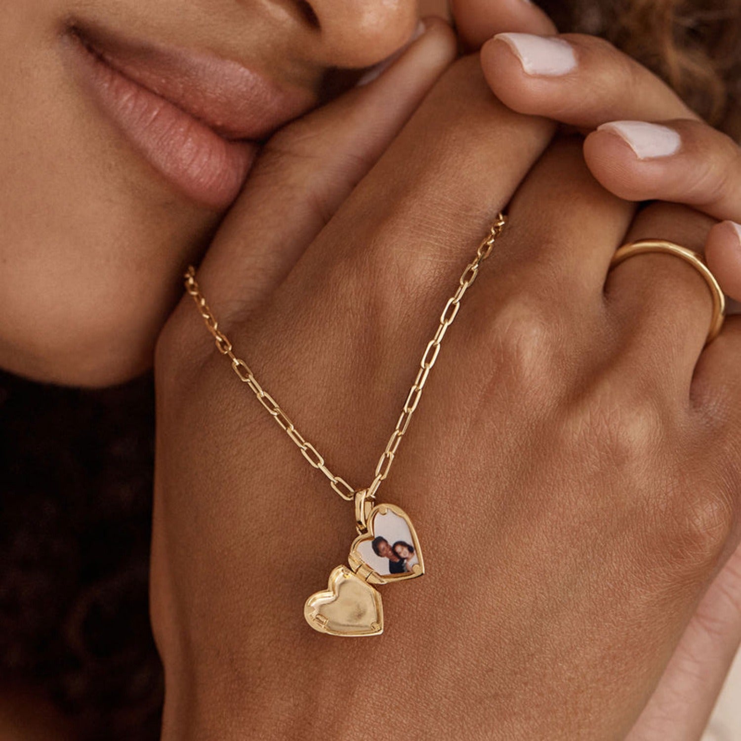 Hidden Photo Memory Necklace on model - My Keepsake story