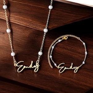 Personalized Pearl Name Jewelry Set - My Keepsake Story