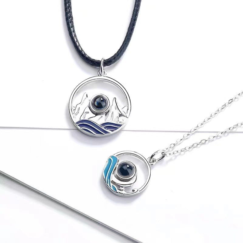 Mountain or water unisex projection necklace - My Keepsake Story