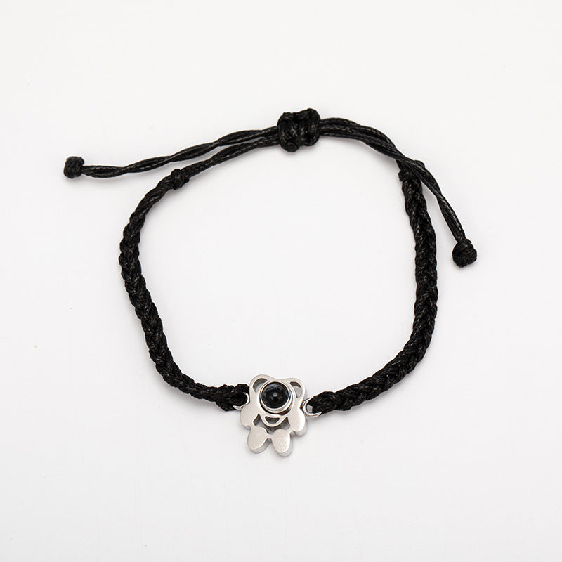 black silver Dog Paw Photo Projection Bracelet - My Keepsake Store