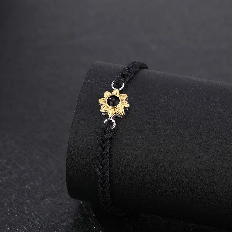 black braided Sunflower projection bracelet - My Keepsake Story