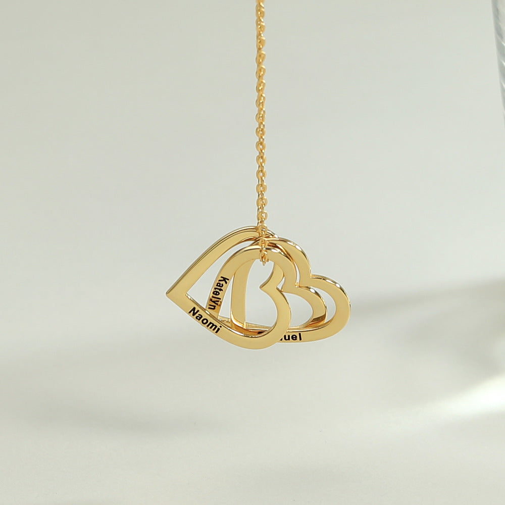 engraved 3 heart gold necklace - My Keepsake Story