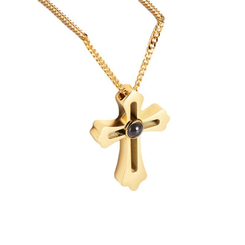 gold faith Cross Photo Projection Necklace - My Keepsake story