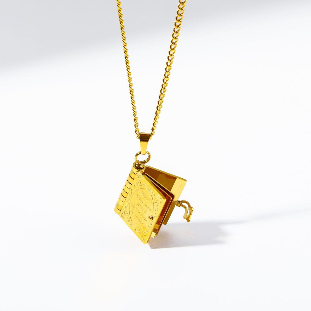 gold Hidden Photo Memory Book Shaped Locket Necklace - My Keepsake story