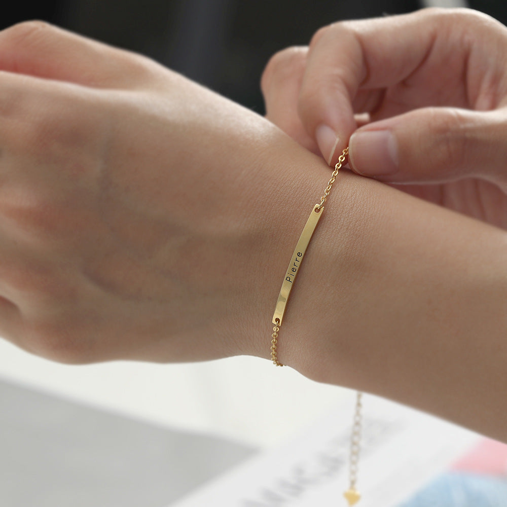 gold colored gold bracelet to engrave - My Keepsake Story