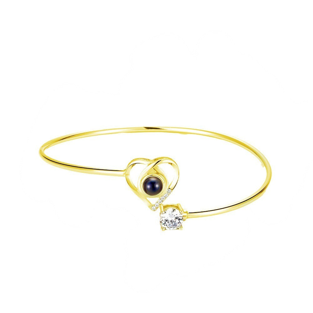 Gold Heart Photo Projection Bracelet - My Keepsake Story