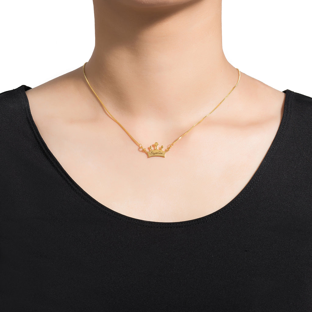 gold crown necklace customizable My Keepsake Story