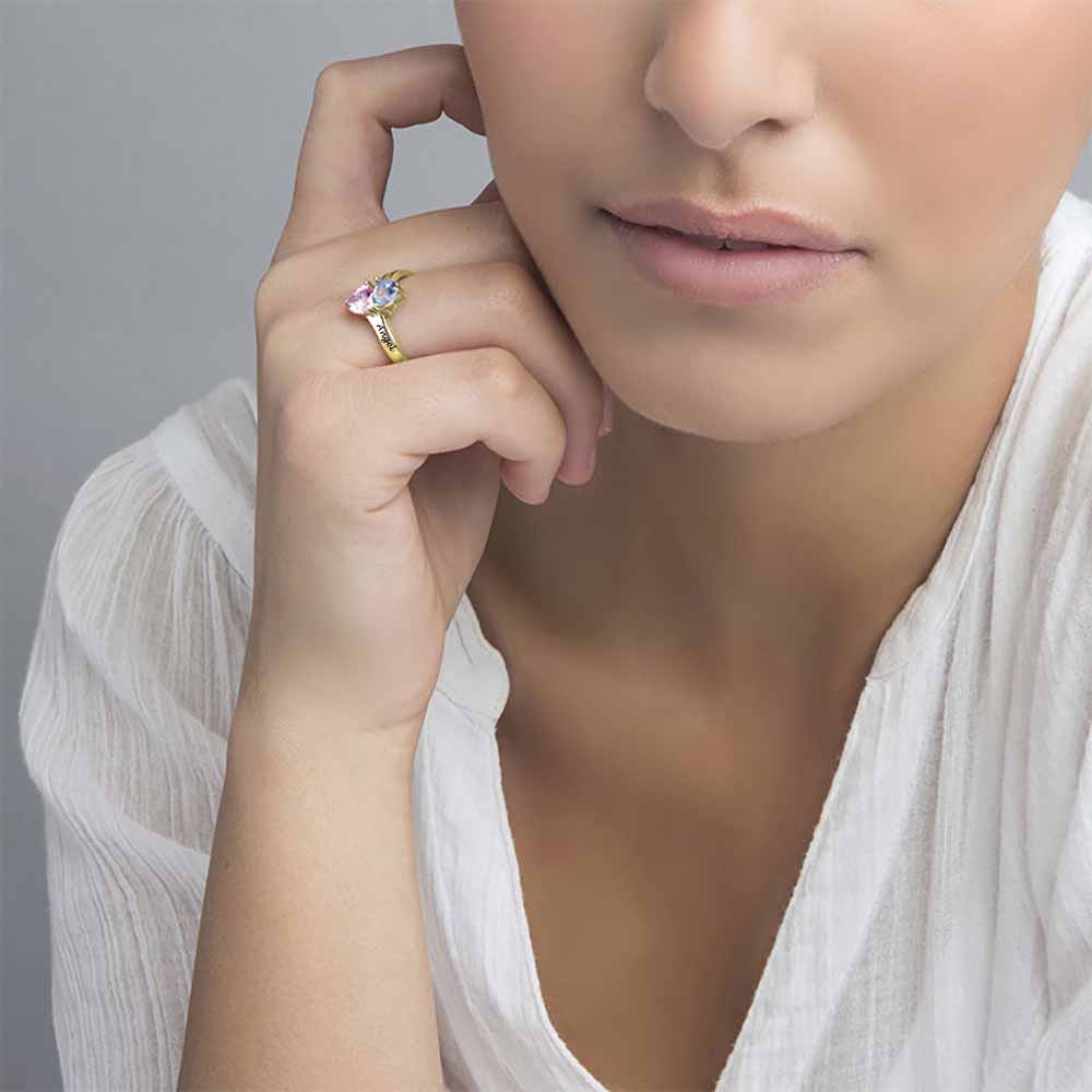 heart shaped stone ring on model My Keepsake Story