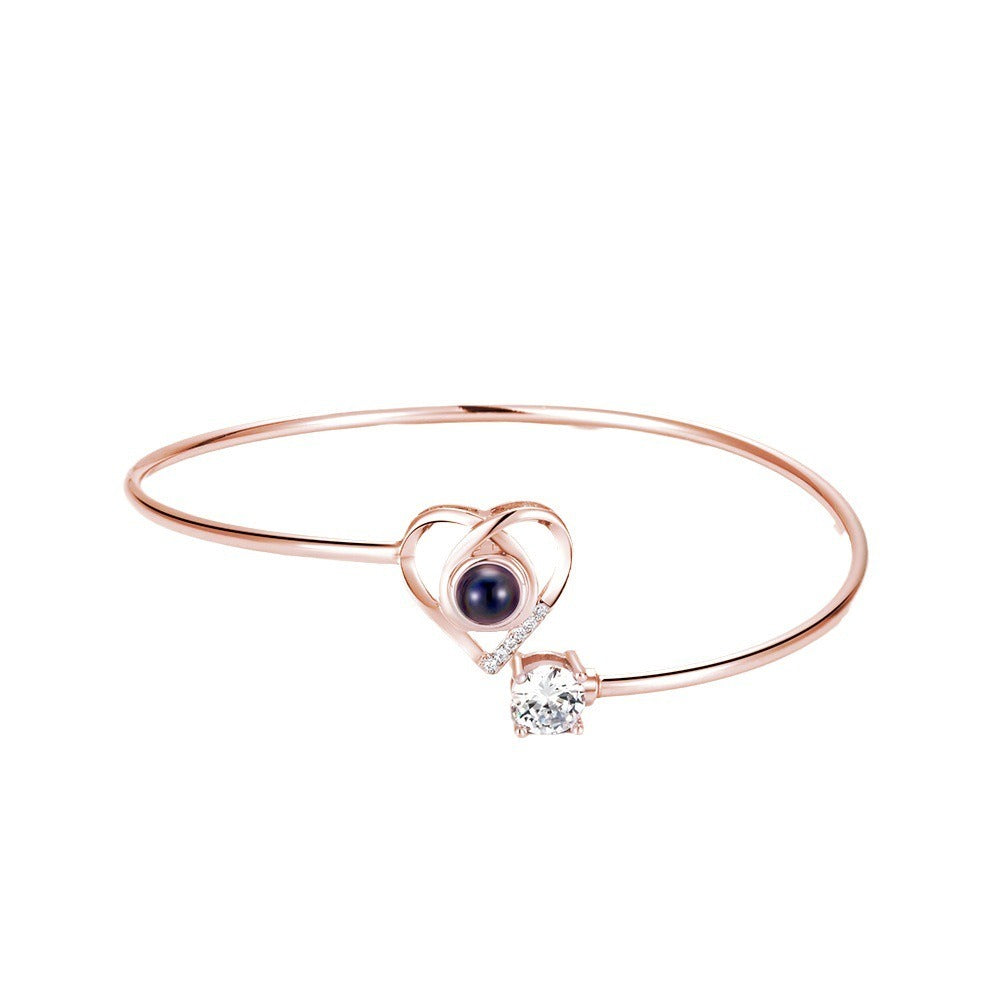 rose gold Heart Photo Projection Bracelet - My Keepsake Story