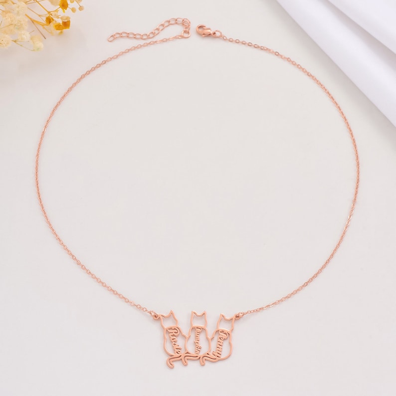 customizable rose gold cat necklace My Keepsake Story