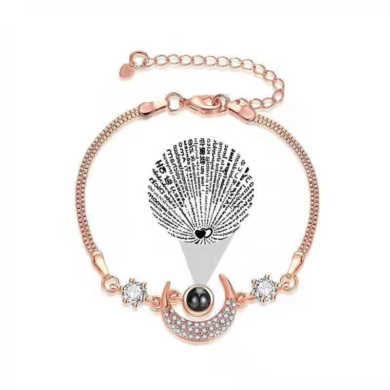 rose gold crescent moon projection bracelet - My Keepsake Story