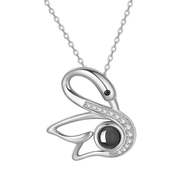 silver Swan Photo Projection Necklace My Keepsake Story
