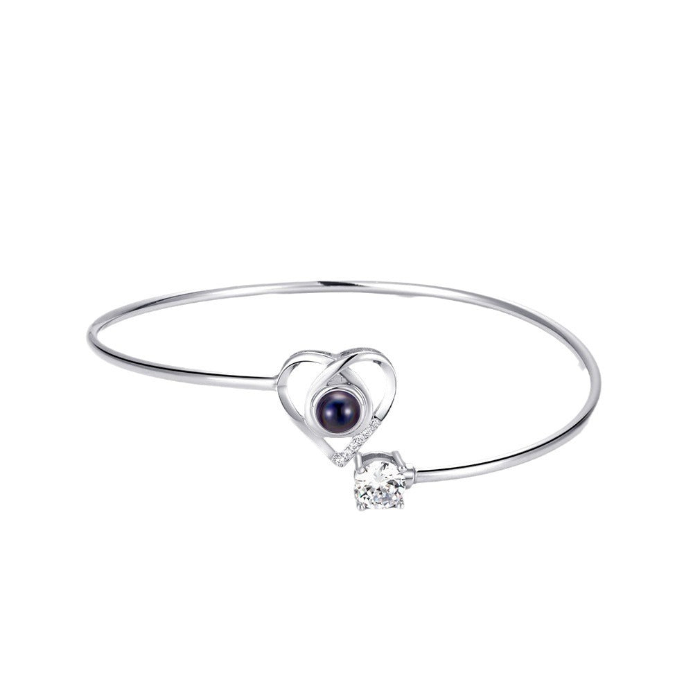 silver Heart Photo Projection Bracelet - My Keepsake Story