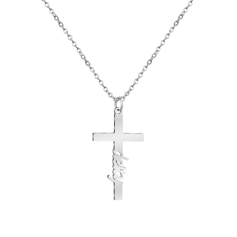 silver customizable cross necklace My Keepsake story