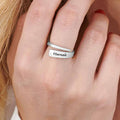 customized silver ring with diamond accent on hand My Keepsake Story