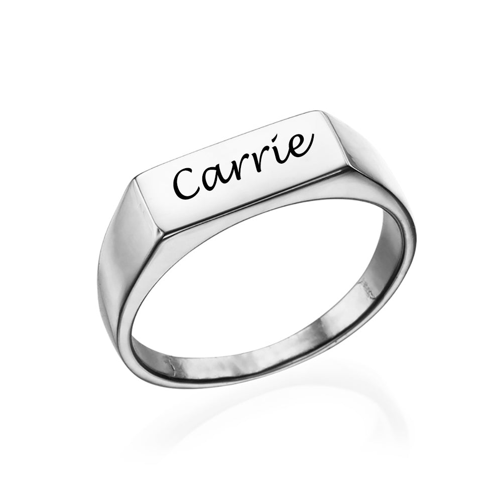 silver signet ring engraved and customized - My Keepsake Story