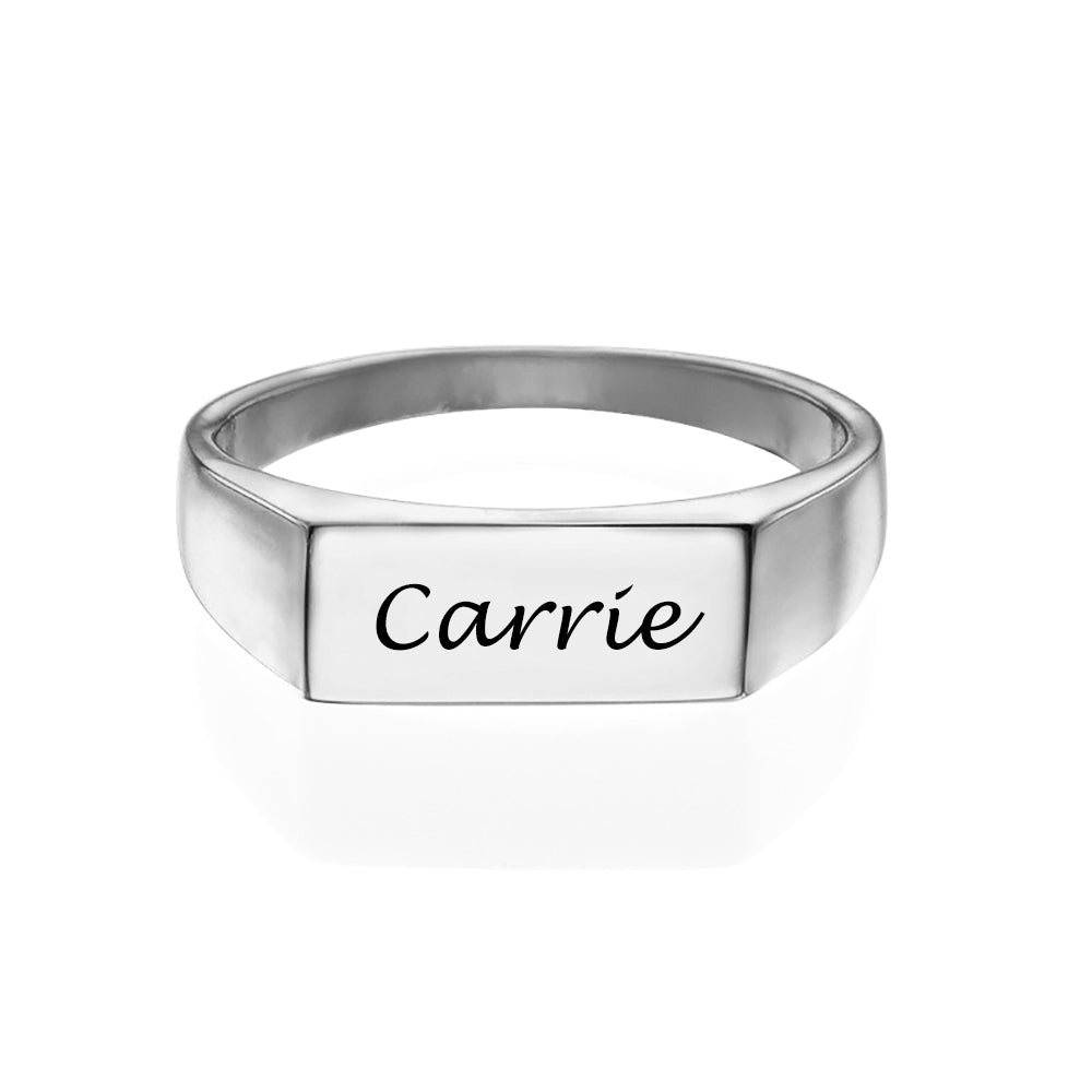 silver signet ring engraved My Keepsake Story